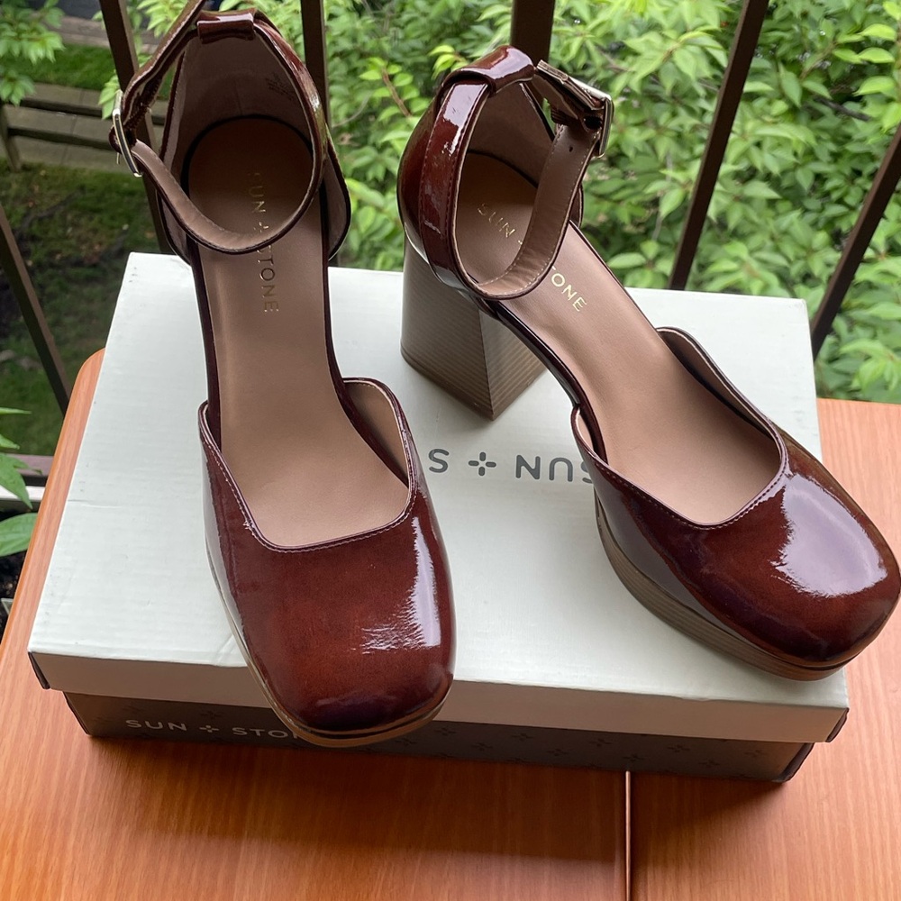 SUN + STONE Women's Leoniee Ankle-Strap Platform Dress Sandals
